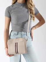Cross Body Tas Jeane Signature Leder Nathan baume Beige signature 3-vue-porte