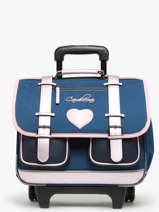Boekentas Op Wieltjes 2 Compartimenten Cameleon Blauw vintage fantasy PBVGCR38