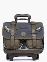 Boekentas Op Wieltjes 2 Compartimenten Cameleon Grijs vintage urban PBVBCR38