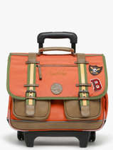 Boekentas Op Wieltjes 2 Compartimenten Cameleon Oranje vintage urban PBVBCR38