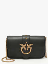 Cross Body Tas Love Bag Icon Leder Pinko Zwart love bag icon A0F1