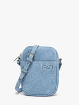 Cross Body Tas Denim Leder Nathan baume Blauw denim D