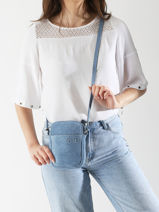 Cross Body Tas Denim Leder Nathan baume Blauw denim D-vue-porte