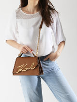 Cross Body Tas K Signature Leder Karl lagerfeld Bruin k signature A2W30005-vue-porte