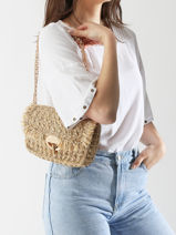 Cross Body Tas Moon Raphia Raphia Vanessa bruno Beige moon raphia 29V40533-vue-porte