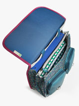 Boekentas Op Wieltjes 2 Compartimenten Cameleon Blauw vintage fantasy PBVGCR38-vue-porte