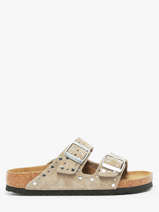 Slippers Arizona Rivet Uit Leder Birkenstock Bruin women 1029390