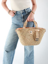 Handtas Estival Stro Le voyage en panier Oranje estival PM848-vue-porte