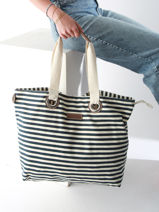 Handtas Mariniere Le voyage en panier Blauw mariniere HC308-vue-porte