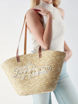 Schoudertas Milos Papier Les tropeziennes Beige milos TZ01-vue-porte