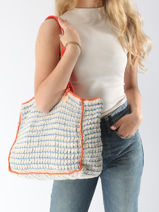Schoudertas Over The Rainbow Katoen Le voyage en panier Blauw over the rainbow PM870-vue-porte