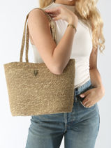 Schoudertas Estival Stro Le voyage en panier Beige estival PM893-vue-porte