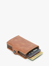 Kaarthouder Twin 2 Compartimenten Leder Secrid Bruin vintage TV-vue-porte
