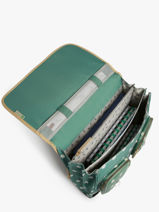 Boekentas Kinderen 3 Compartimenten Cameleon Groen vintage fantasy CA41-vue-porte