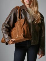 Schoudertas A4 Houston Leder Basilic pepper Bruin houston BHOU31-vue-porte