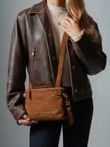 Cross Body Tas Houston Leder Basilic pepper Bruin houston BHOU82-vue-porte
