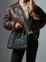 Cross Body Tas Houston Leder Basilic pepper Blauw houston BHOU72-vue-porte