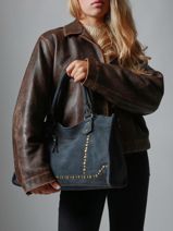 Handtassen Houston A4 Leder Basilic pepper Blauw houston BHOU22-vue-porte