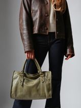 Handtas Cow Leder Basilic pepper Groen cow BCOW22-vue-porte