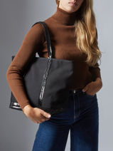 Handtas Cabas Katoen Vanessa bruno Zwart cabas 1V40378-vue-porte