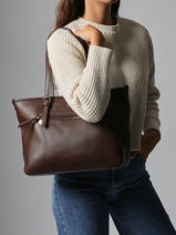 Schoudertas Zip Lulu castagnette Bruin zip ZAHERE-vue-porte