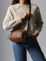 Cross Body Tas Zip Lulu castagnette Bruin zip ZITA-vue-porte