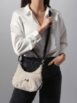 Cross Body Tas Sam Shearling En Leder Nathan baume Beige vogue S-vue-porte