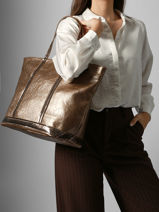 Schoudertas Cabas Vanessa bruno Goud cabas 20V40409-vue-porte