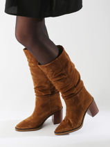 Laarzen Met Hak Camden Uit Leder Alpe Bruin women 52191101-vue-porte