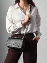 Cross Body Tas K Signature Leder Karl lagerfeld Zwart k signature B1W30046-vue-porte