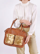 Handtas Dandy Dor� Leder Paul marius Bruin dore F9774-3-vue-porte