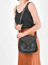 Cross Body Tas Vintage Leder Paul marius Zwart vintage BESACE-vue-porte