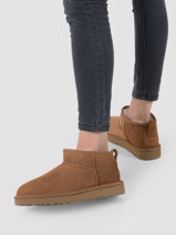 Boots Classic Ultra Mini Uit Leder Ugg Bruin accessoires - 01116109-vue-porte