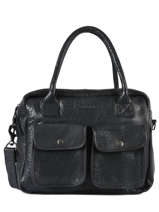 Handtas Le Dandy A4 Leder Paul marius Zwart vintage F9774-1