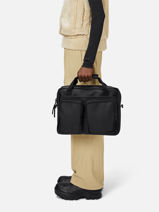 Laptoptas Rains Zwart travel 14250-vue-porte