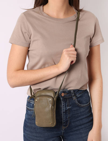 Telefoonetui /cross Body Leder Basilic pepper Groen boston BBOS04 ander zicht 1
