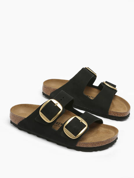 Slippers Arizona Big Buckle Uit Leder Birkenstock Zwart women 1023290 ander zicht 2