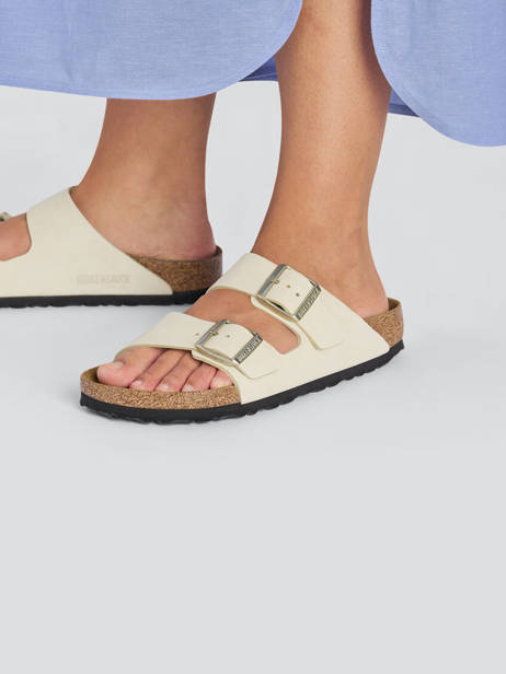 Slippers Arizona Big Buckle Uit Leder Birkenstock Beige women 1026585 ander zicht 2