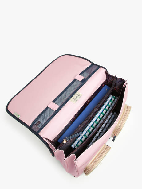 Boekentas 3 Compartimenten Cameleon Roze vintage family boulanger CA41 ander zicht 3