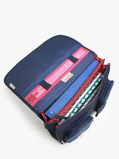 Boekentas 2 Compartimenten Cameleon Blauw vintage family boulanger CA38 ander zicht 3
