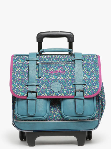 Boekentas Op Wieltjes Kinderen 2 Compartimenten Cameleon Blauw vintage fantasy CR38