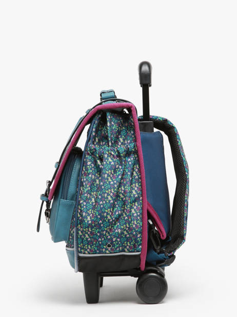 Boekentas Op Wieltjes Kinderen 2 Compartimenten Cameleon Blauw vintage fantasy CR38 ander zicht 2