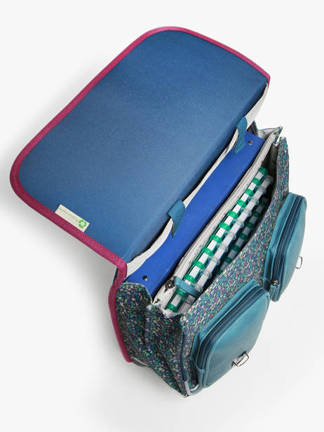 Boekentas Op Wieltjes Kinderen 2 Compartimenten Cameleon Blauw vintage fantasy CR38 ander zicht 3