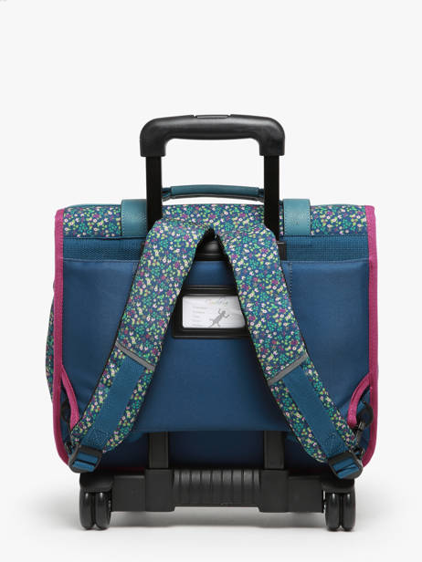 Boekentas Op Wieltjes Kinderen 2 Compartimenten Cameleon Blauw vintage fantasy CR38 ander zicht 4