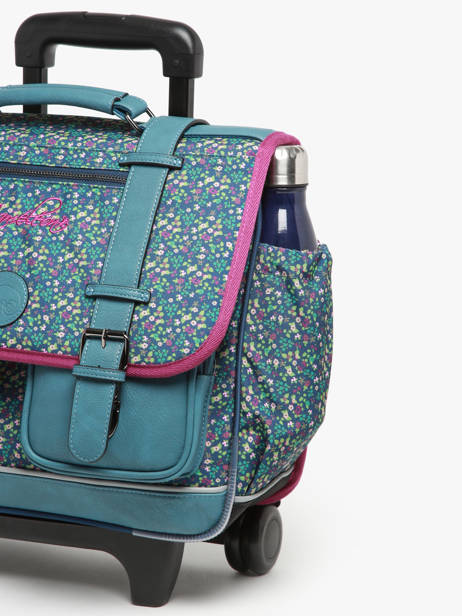 Boekentas Op Wieltjes Kinderen 2 Compartimenten Cameleon Blauw vintage fantasy CR38 ander zicht 6