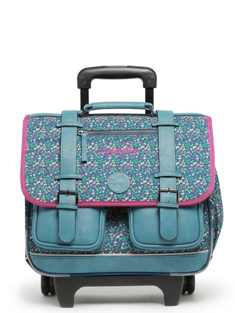 Boekentas Op Wieltjes Kinderen 2 Compartimenten Cameleon Blauw vintage fantasy CR38 ander zicht 7