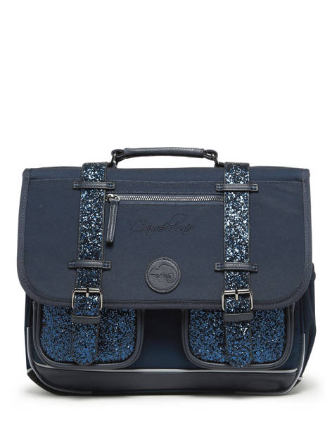 Boekentas Voor Kinderen 2 Compartimenten Cameleon Blauw vintage fantasy CA38 ander zicht 6