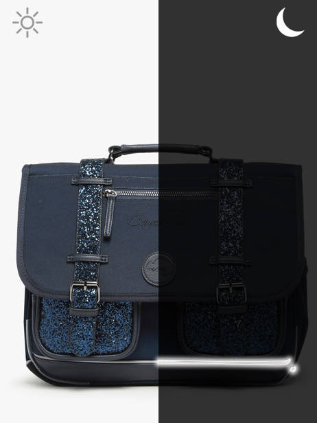 Boekentas Voor Kinderen 2 Compartimenten Cameleon Blauw vintage fantasy CA38 ander zicht 7