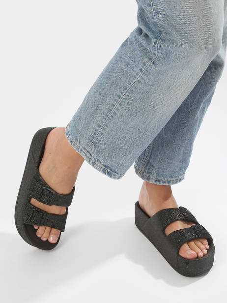 Slippers Caipirinha Glitter Cacatoes Zwart women CAIPIRIN ander zicht 2