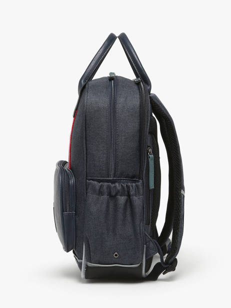 Rugzak 2 Compartimenten Cameleon Blauw vintage urban SD37 ander zicht 2